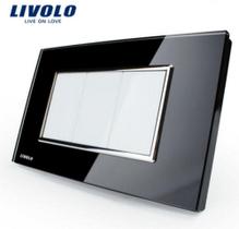 Espelho Livolo Com 3 Espelhos Cegos Acabamento Em Vidro Temperado Preto - LMS-VL-C300-O-82 - Lenharo