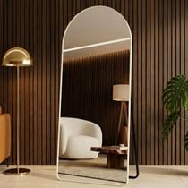 Espelho Lopazzi Oval com Base Reta Grande 170x70 Corpo Inteiro Suporte de Chão Moldura de metal