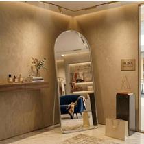 Espelho Lopazzi Oval com Base Reta Grande 170x70 Corpo Inteiro Suporte de Chão Moldura de metal