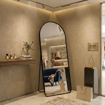Espelho Lopazzi Oval com Base Reta Grande 170x70 Corpo Inteiro Suporte de Chão Moldura de metal