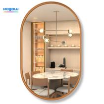 Espelho Lopazzi Oval Grande 80x50 com Moldura de Metal p Quarto Sala Banheiro