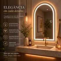 Espelho Lopazzi Oval Jateado 3 Cores De Led Botão Touch 90x60cm para Penteadeira