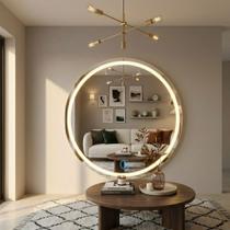 Espelho Lopazzi Redondo com Led Jateado 3tons 100x100 Lapidado P/ Lavabo, Quarto, Penteadeira Espelho Lopazzi Redondo com Led Jateado 3tons 100x100 Lapidado P/ Lavabo, Quarto, Penteadeira