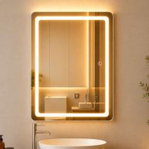 Espelho Lopazzi Retangular 70x50cm com 3 Cores de Led Bi Volt Para Closet, Lavabo, Hall e Salão