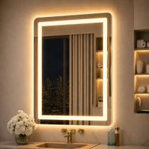 Espelho Lopazzi Retangular 70x50cm com 3 Tonalidades de Led Jateado (Quente, Neutro e Frio)