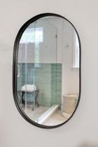 Espelho luxo oval decorativo 115x60cm banheiro sala quarto hall moldura preto