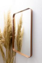 Espelho luxo quadrado retrô 60x60cm banheiro sala quarto hall moldura bronze