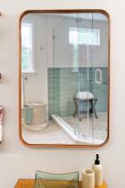 Espelho luxo retangular retrô 90x60cm banheiro sala quarto hall moldura rose gold - Cubas e Gabinetes
