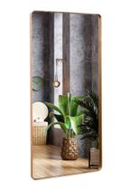 Espelho luxo retangular retrô corpo inteiro 150x60cm banheiro sala quarto hall moldura bronze