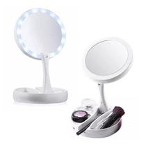 Espelho Luz Led Dobrável Maquiagem aumenta 10x