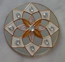 Espelho Mandala Ouro e Branco 12cm para porta de entrada