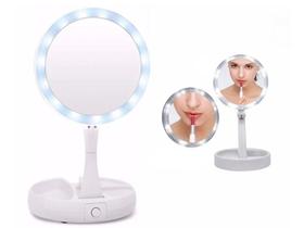Espelho Maquiagem Aumento 10x Dupla Face Luz Led Organizador - myfold59