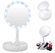 Espelho Maquiagem Aumento 10x Dupla Luz Led Organizador Usb