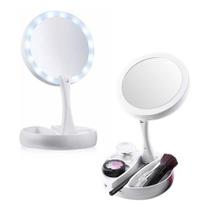 Espelho Maquiagem Duplo Led Mesa Portátil Dobrável Zoom 10x