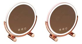 Espelho Maquiagem Led Recarregável Redondo 3 Luzes Giratório Luxuoso para Mesa ou Penteadeira