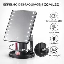 Espelho Maquiagem LED Touch USB Iluminado Para Bancada Beleza Espelho Maquiagem LED Touch USB Iluminado Para Bancada Beleza