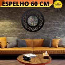 Espelho Mdf 60 CM Acabamento Madeira Mdf Florada Preto S01