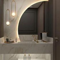 Espelho Meia Lua com LED e Botão Touch Screen - Design Sofisticado