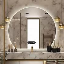 Espelho Meia Lua com Relógio e LED Touch Screen - Design Sofisticado