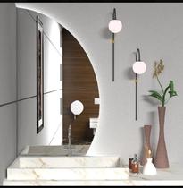 Espelho Meia Lua Lapidado com LED - Decorativo Moderno e Elegante