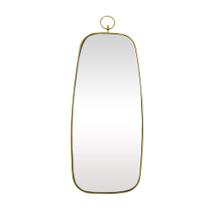 Espelho Menor Vertical Moldura Metal Dourado c Argola Luxo