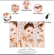 Espelho mesa articulável c/ Zoom 22 Leds Camarim 3 lados usb