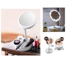 Espelho Mesa Dobrável com Luz Led e Compartimento para Maquiagem: Dupla Face Aumenta 10x - Myfold