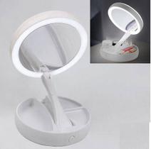 Espelho Mesa Dupla Face Luz Led Com Aumento 10x Maquiagem Salão