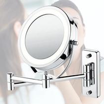 Espelho Mesa Led Portátil Maquiagem Camarim Articulado Cromado 24,5 x 28 cm Dupla Face Redondo Aumen - Uny