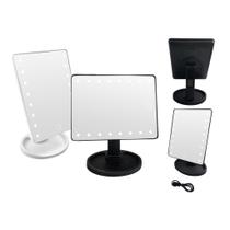 Espelho Mesa Luz Led Iluminado Portatil Quadrado 16 Led Maquiagem Camarim Touch