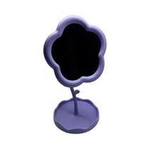 Espelho Mesa Maquiagem Formato Flor Decorativo Roxo