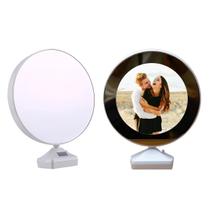 Espelho Mesa Redondo 20cm Decoração Porta Retrato Iluminado