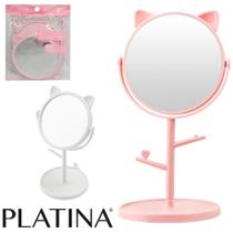 Espelho Mesa Redondo Base Porta Joias + 2 Gancho Plastico