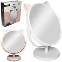 Espelho Mesa Redondo Moldura De Plastico Gatinho 19,3X17X9,8
