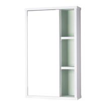Espelho Milano para Banheiro com Armário Branco e Verde Menta - 69 x 42cm