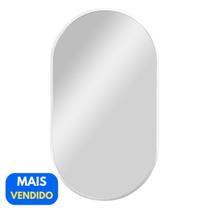 Espelho Minimalista Cápsula 40x70 cm Prata Simplicidade e Sofisticação para o Seu Espaço Banheiro Sala Quarto Casa Estilo - Evolux