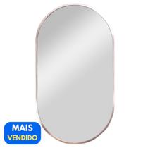 Espelho Minimalista Cápsula 40x70 cm Toque de Cobre para Elegância no Seu Espaço Reflexo de Sofisticação Banheiro Sala Quarto Casa Estilo - LinhaEvolux