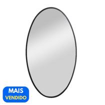 Espelho Minimalista Oval 40x70 cm Preto Banheiro Sala Quarto Casa Estilo