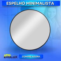 Espelho Minimalista Redondo 60x60 cm Preto Banheiro Sala Quarto Casa Estilo