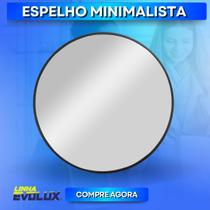 Espelho Minimalista Redondo 60x60 cm Preto Banheiro Sala Quarto Casa Estilo - LinhaEvolux