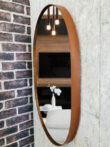 Espelho Moderno Couro Oval 60x47 Cm