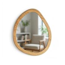 Espelho nisus orgânico 1 base em madeira mdf laminado 60x50cm - amêndoa Espelho nisus orgânico 1 base em madeira mdf laminado 60x50cm - amêndoa