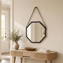 Espelho Oitavado com Alça e Pendurador 60cm Cor:Preto Espelho Oitavado com Alça e Pendurador 60cm Cor:Preto