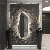 Espelho Orgânico 100x50 com LED Frio Decorativo Parede Sala Quarto Banheiro com Suporte