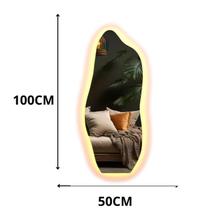 Espelho Orgânico 100x50 com LED Quente Decorativo Parede Sala Quarto Banheiro com Suporte