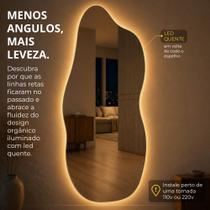 Espelho Orgânico 100x50 com LED Quente Decorativo Parede Sala Quarto Banheiro com Suporte Espelho Orgânico 100x50 com LED Quente Decorativo Parede Sala Quarto Banheiro com Suporte