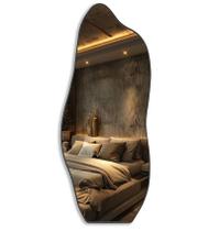 Espelho Orgânico 100x50 com Moldura Caramelo Decorativo Parede Sala Quarto Banheiro