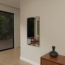 Espelho Orgânico 115cm x 55cm E09 Moldura Couro Preto Luxo Quarto