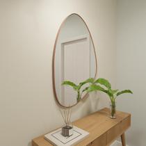 Espelho Orgânico 115cm x 70cm E02 Moldura Couro Caramelo Luxo Lançamento Quarto