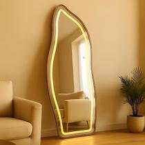 Espelho Orgânico 170x70 com LED Jateado Touch Bivolt 3 Cores Corpo Inteiro com Moldura em Alumínio e Suporte de Chão ou Parede